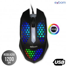 Mouse Gamer USB RGB MS-C33 Exbom - Preto